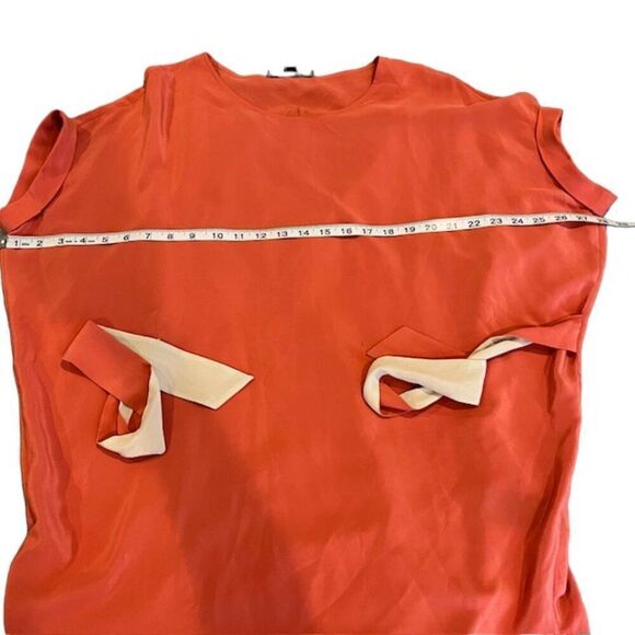 All Saints Silk Sonny Dress in Salmon and Cream Short Sleeve Belt Size 2 - Picture 8 of 10